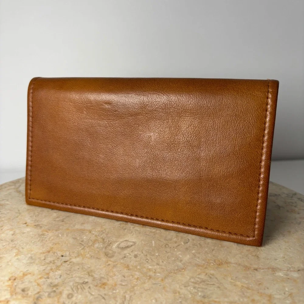 Ohio International Company Checkbook Cover OS Brown Leather‎ Vintage Bifold